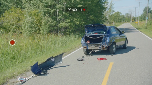 Video Reference: car, road, motor vehicle, vehicle, transport, mode of transport, asphalt, highway, city car, traffic collision, Person