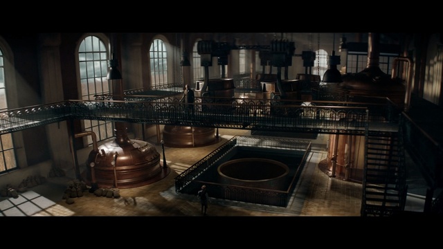 Video Reference: Architecture, Screenshot, Room, Photography, Building, City, Metal, Brewery