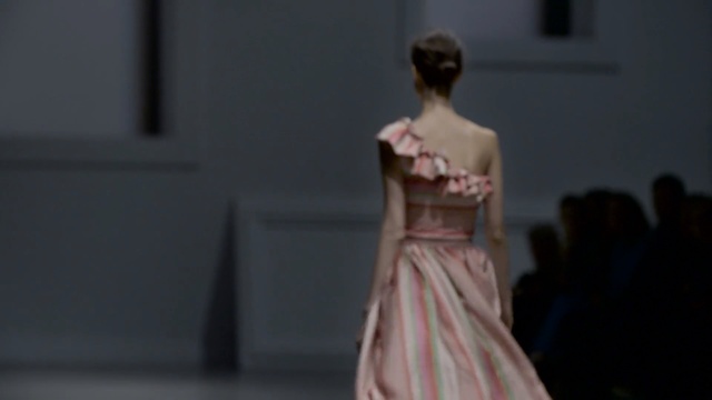 Video Reference: Fashion model, Dress, Gown, Clothing, Fashion, Haute couture, Fashion show, Fashion design, Formal wear, Runway