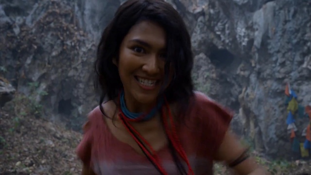 Video Reference: girl, black hair, adventure, human, smile, screenshot, long hair, recreation, tree, sport climbing, Person