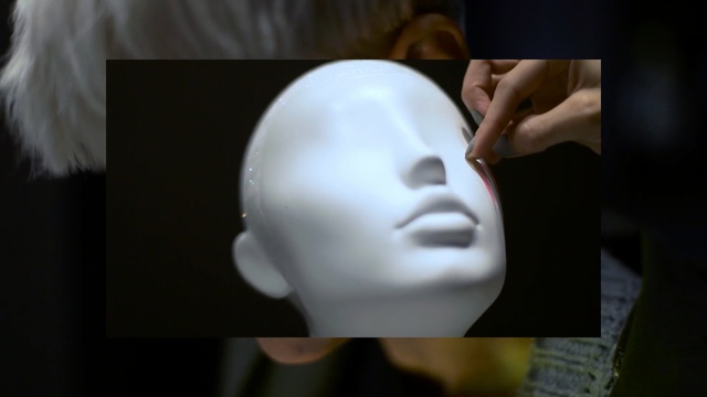 Video Reference: Face, Head, Cheek, Mannequin, Chin, Mask, Forehead, Lip, Headgear, Mouth, Person