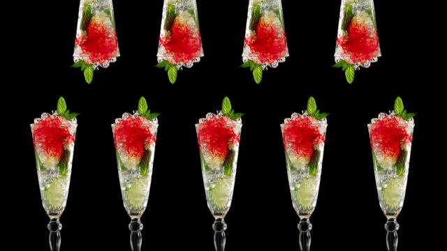 Video Reference: Strawberries, Strawberry, Food, Cocktail garnish, Champagne cocktail, Drink, Fruit, Plant, Non-alcoholic beverage, Cuisine, Person