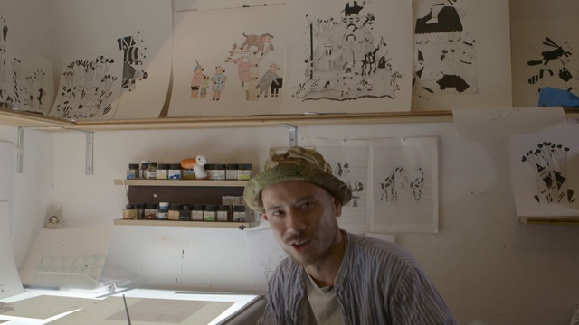 Video Reference: room, furniture, design, interior design, art, Person