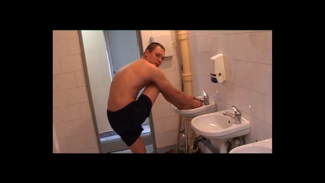 Video Reference: Muscle, Selfie, Barechested, Male, Arm, Plumbing fixture, Hand, Leg, Photography, Mouth
