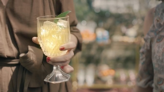 Video Reference: drink, stemware, wine glass, glass, tableware, drinkware, cocktail, liqueur, Person