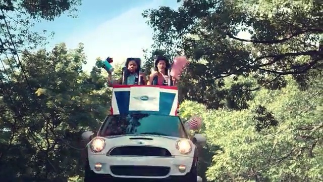 Video Reference: car, land vehicle, vehicle, motor vehicle, mini, tree, subcompact car, mini cooper, automotive exterior, plant, Person