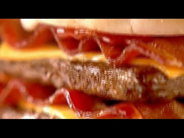 Video Reference: Food, Junk food, Cuisine, Dish, Sandwich, Fast food, Ingredient, Cheeseburger, Finger food, Baconator