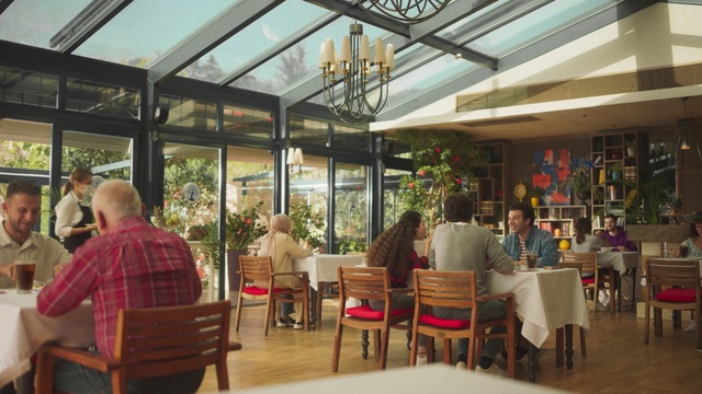 Video Reference: Restaurant, Building, Café, Real estate, Room, Interior design, Table, Leisure, Coffeehouse, Mixed-use