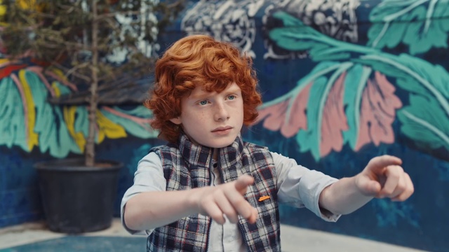 Video Reference: Cheek, Child, Hand, Tree, Textile, Red hair, Photography, Pattern, Finger, Art