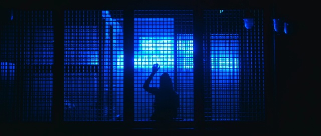 Video Reference: Blue, Light, Electric blue, Line, Technology, Darkness, Backlighting, Night, Window, Tints and shades, Person