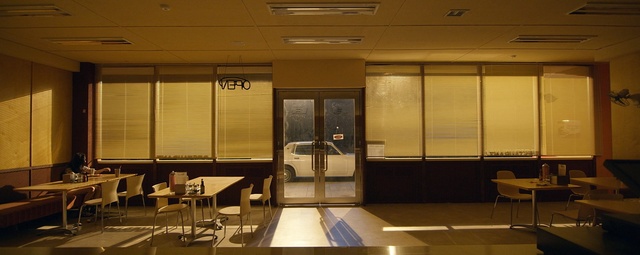 Video Reference: interior design, restaurant, ceiling, window, wood, window covering, conference hall, lobby, daylighting, Person