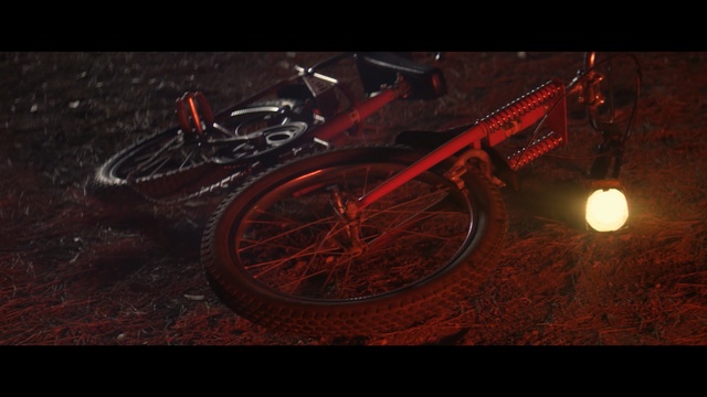 Video Reference: mode of transport, bicycle, light, darkness, night, screenshot, mountain bike, road bicycle, sports equipment, freeride