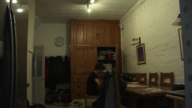 Video Reference: room, interior design, wood, furniture, house, window, Person