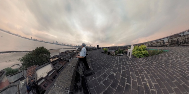 Video Reference: Photograph, Sky, Fisheye lens, Photography, Panorama, Cloud, Tree, Road surface, Road, Walkway
