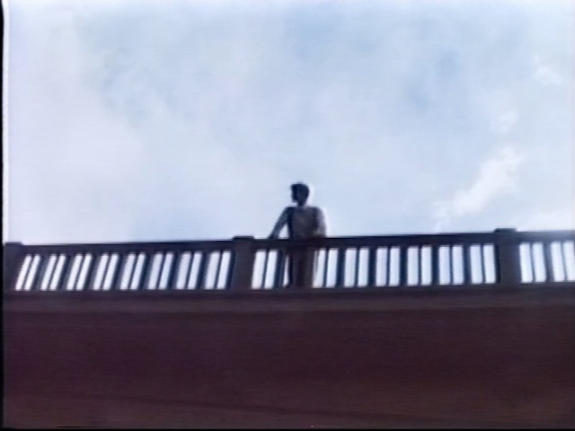 Video Reference: sky, mode of transport, morning, cloud, line, roof, product, bridge, baluster, daylighting, Person