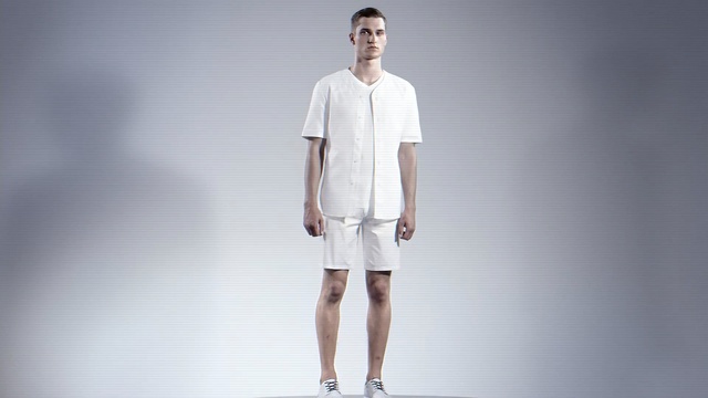 Video Reference: fashion model, white, fashion, shoulder, catwalk, standing, runway, gentleman, t shirt, sleeve, Person