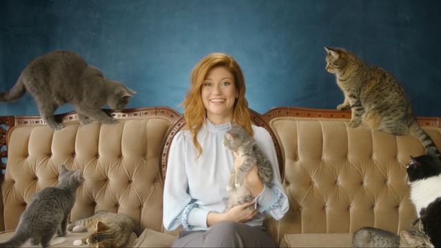 Video Reference: mammal, vertebrate, cat, fur, cat like mammal, small to medium sized cats, girl, Person