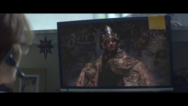 Video Reference: Art, Modern art, Painting, Screenshot, Visual arts, Darkness, Display device, Tourist attraction, Fictional character, Person