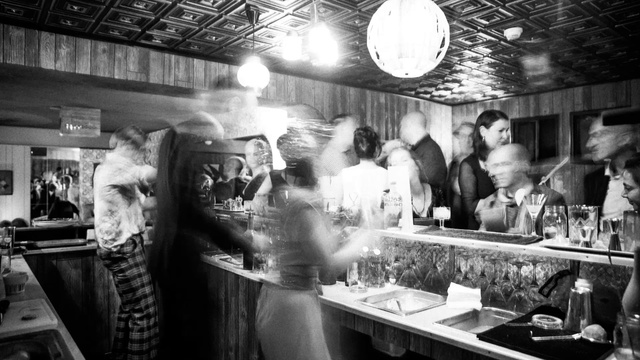 Video Reference: Snapshot, Monochrome, Black-and-white, Monochrome photography, Photography, Street food, Dai pai dong, Restaurant, Style, Building, Person