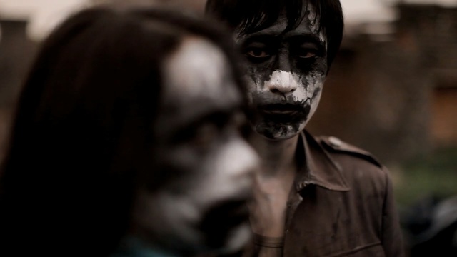 Video Reference: Face, Eye, Human, Black-and-white, Monochrome, Mouth, Photography, Zombie, Smile, Fictional character