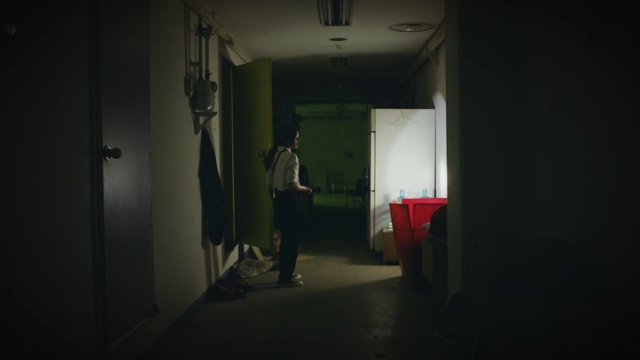 Video Reference: Fixture, Flash photography, Tints and shades, Flooring, Darkness, Ceiling, Room, Door, Shadow, Hall