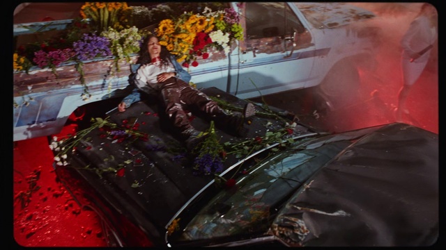 Video Reference: Motor vehicle, Vehicle, Art, Car, Black hair, Table, Man, Cake, Sitting, Dog, Covered, Woman, Street, Food, Game, Holding, Standing, Young, Room, Playing, Fire, Snow, Large, City, People, Video, Riding, Parked, Plate, Sign, White, Flower, Text, Lobster