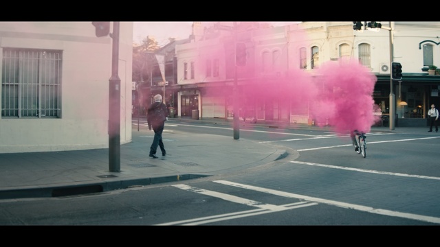 Video Reference: Pink, Sky, Street, Snapshot, Lighting, Pedestrian, Road, Smoke, Architecture, Photography, Person