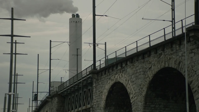 Video Reference: Bridge, Transport, Viaduct, Sky, Architecture, Line, Monochrome, Overhead power line, Black-and-white, Electricity