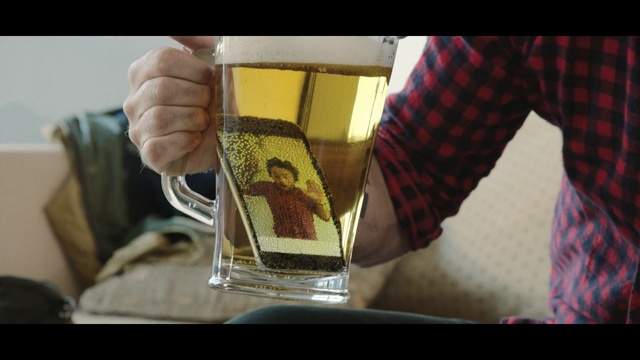 Video Reference: drink, alcohol, glass, arm, finger, hand, pattern, Person
