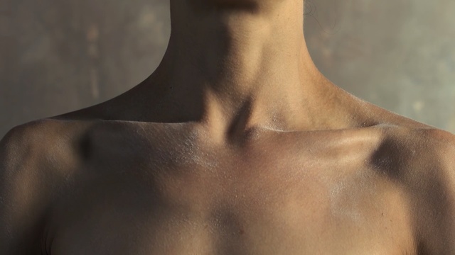 Video Reference: barechestedness, neck, shoulder, back, close up, chest, trunk, muscle, human body, joint