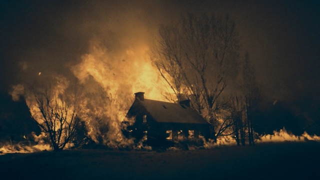Video Reference: sky, atmosphere, geological phenomenon, winter, snow, smoke, morning, night, wildfire, tree, Person