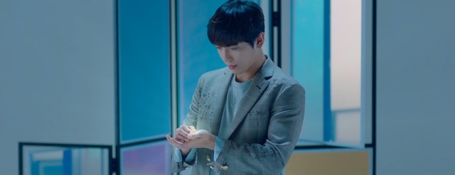 Video Reference: blue, shoulder, standing, outerwear, girl, communication, energy