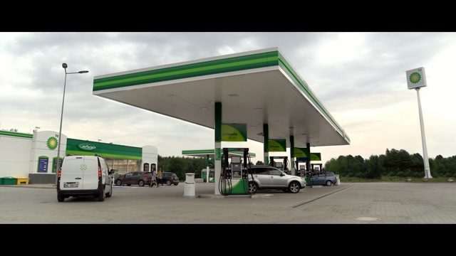 Video Reference: Filling station, Gasoline, Fuel, Building, Petroleum, Business, Vehicle, Shade, Car, Gas