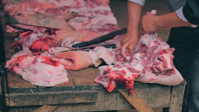 Video Reference: meat, butcher, blood, flesh, animal source foods, lamb and mutton, animal fat, red meat