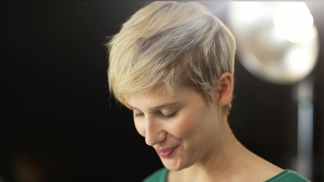 Video Reference: blond, face, portrait, hair, person, eyes, model, cute, pretty, braid, close, people, attractive, smile, adult