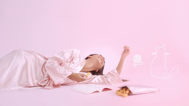 Video Reference: Pink, Beauty, Leg, Bed sheet, Textile, Sitting, Photography, Comfort, Neck, Stock photography