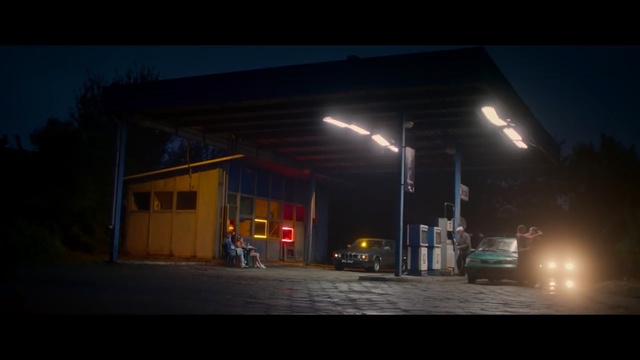Video Reference: Filling station, Night, Darkness, Lighting, Midnight, Security lighting, Sky, Building, Street light, Architecture, Person