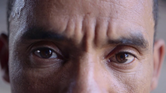 Video Reference: Face, Eyebrow, Forehead, Eye, Skin, Nose, Close-up, Wrinkle, Facial expression, Eyelash, Person