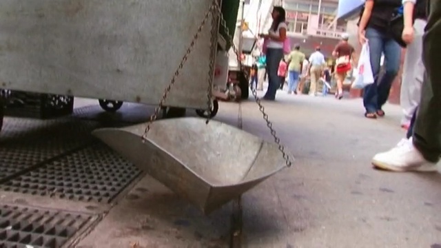 Video Reference: mammal, mode of transport, public space, asphalt, recreation, street, pedestrian, shoe, flooring, concrete