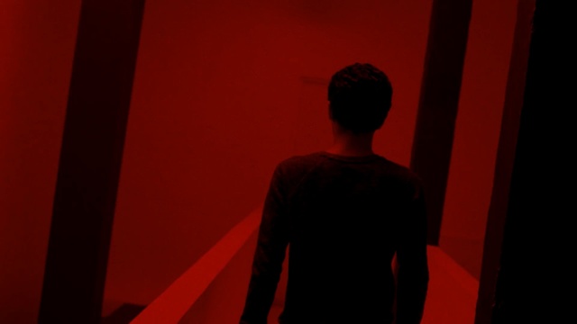 Video Reference: red, black, darkness, light, standing, lighting, silhouette, backlighting, scene, computer wallpaper, Person