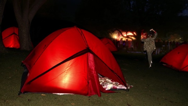 Video Reference: Tent, Camping, Red, Light, Lighting, Fun, Recreation, Night, Tints and shades