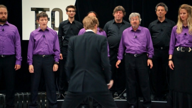 Video Reference: choir, official, fashion, uniform, formal wear, performance, musical ensemble, team, musician, suit, Person