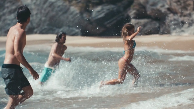 Video Reference: water, body of water, fun, wave, vacation, sea, leisure, male, beach, water feature, Person
