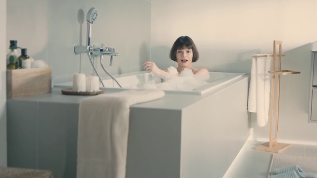 Video Reference: Room, Bathroom, Bathing, Material property, Plumbing fixture, Interior design, Table, Bathroom sink, Tap, Furniture