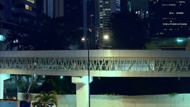 Video Reference: Metropolitan area, Bridge, Night, Urban area, City, Human settlement, Overpass, Skyway, Sky, Infrastructure