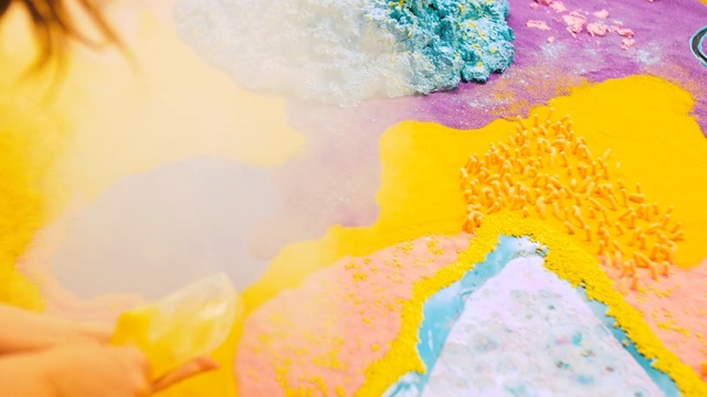 Video Reference: Yellow, Orange, Watercolor paint, Illustration, Design, Pattern, Painting, Art, Colorfulness, Visual arts, Person