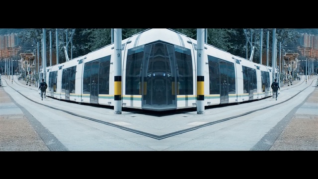 Video Reference: train, streetcar, wheeled vehicle, vehicle, transportation, conveyance, transport, travel, station, car, railroad, subway train, railway, rail, passenger car, track, Person