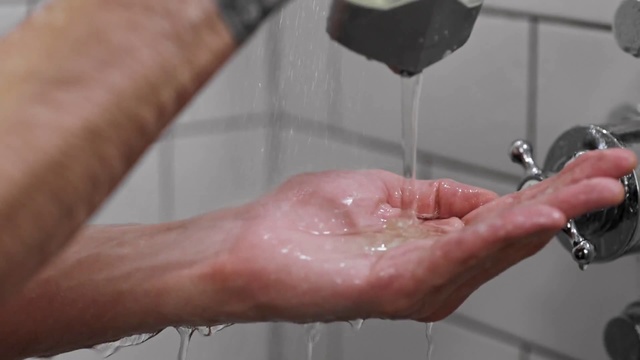 Video Reference: Water, Hand, Washing, Skin, Finger, Bathing, Plumbing fixture, Tap, Fluid, Nail