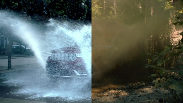 Video Reference: water, nature, body of water, waterfall, water resources, water feature, watercourse, sunlight, smoke, forest