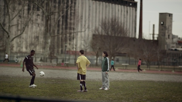 Video Reference: photograph, green, public space, urban area, plant, vertebrate, player, grass, infrastructure, town, Person